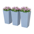 Outsunny 24 in Taper Tall Planters for Outdoor Plants Set of 3, Light Gray | with Drainage Holes, Rattan Decor Plant
