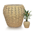 Large Handwoven Wicker Planter Basket with Metal Frame and Plastic Liner