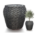Large Handwoven Wicker Planter Basket with Metal Frame and Plastic Liner