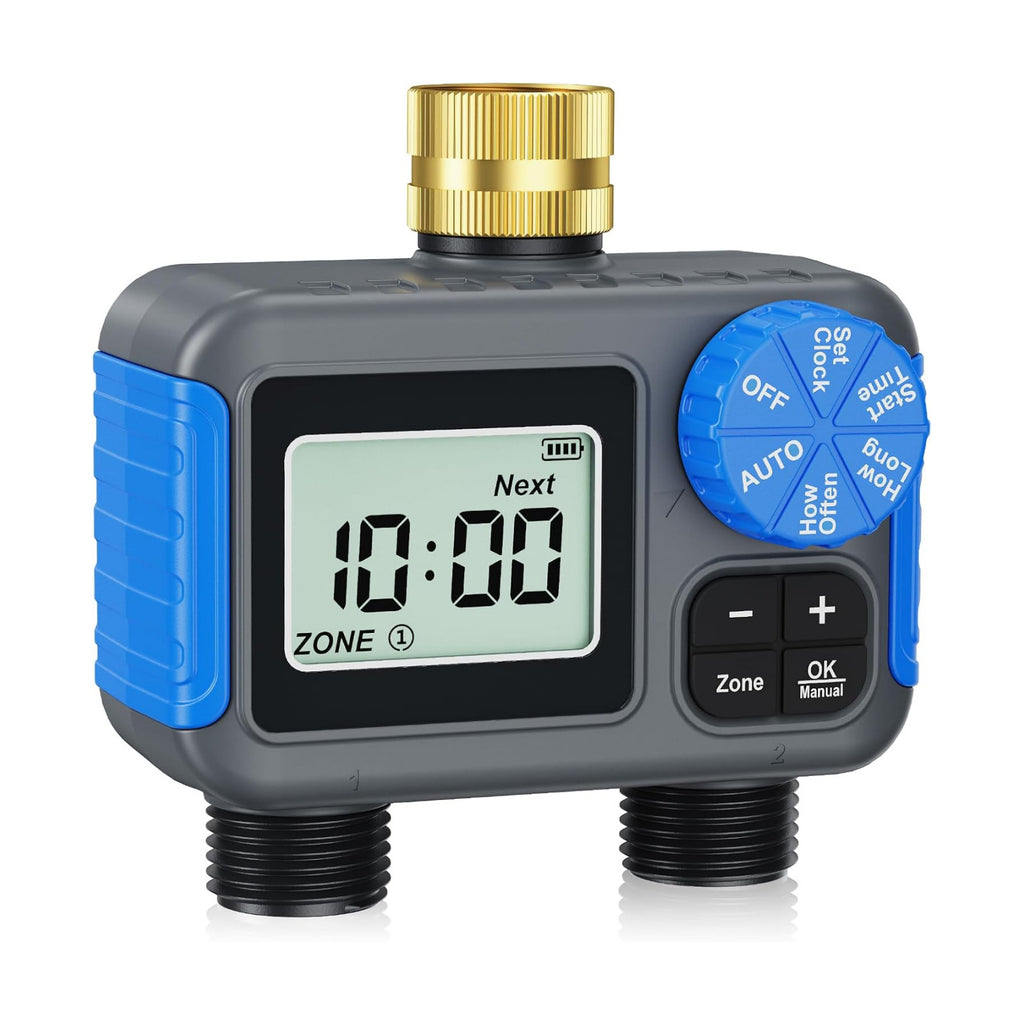 Sprinkler Timer with Brass Swivel, Hose Timers for Watering | Digital Irrigation Timer with Rain Delay & Manual Mode