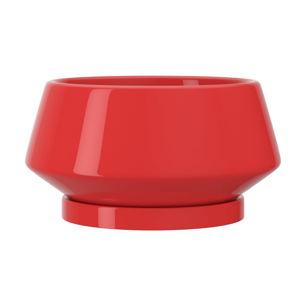 10 Inch Red Ceramic Planter with Drainage Hole and Saucer | Ideal for Indoor and Outdoor Plants, Modern Home Decor