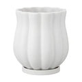5.8" Matte White Ceramic Plant Pot with Saucer | 5.8 x 5.8 x 6.6 Inches | With Drainage Hole | Suitable For Indoor and