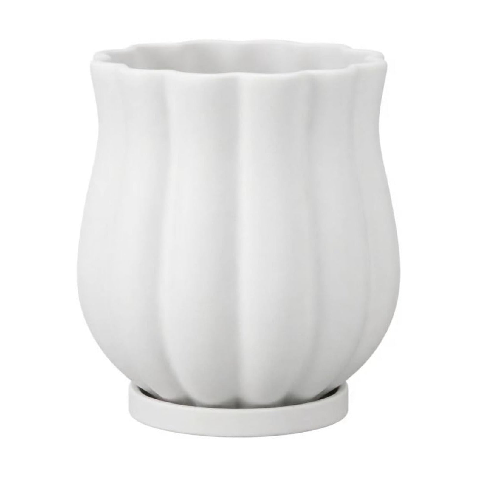 5.8" Matte White Ceramic Plant Pot with Saucer | 5.8 x 5.8 x 6.6 Inches | With Drainage Hole | Suitable For Indoor and