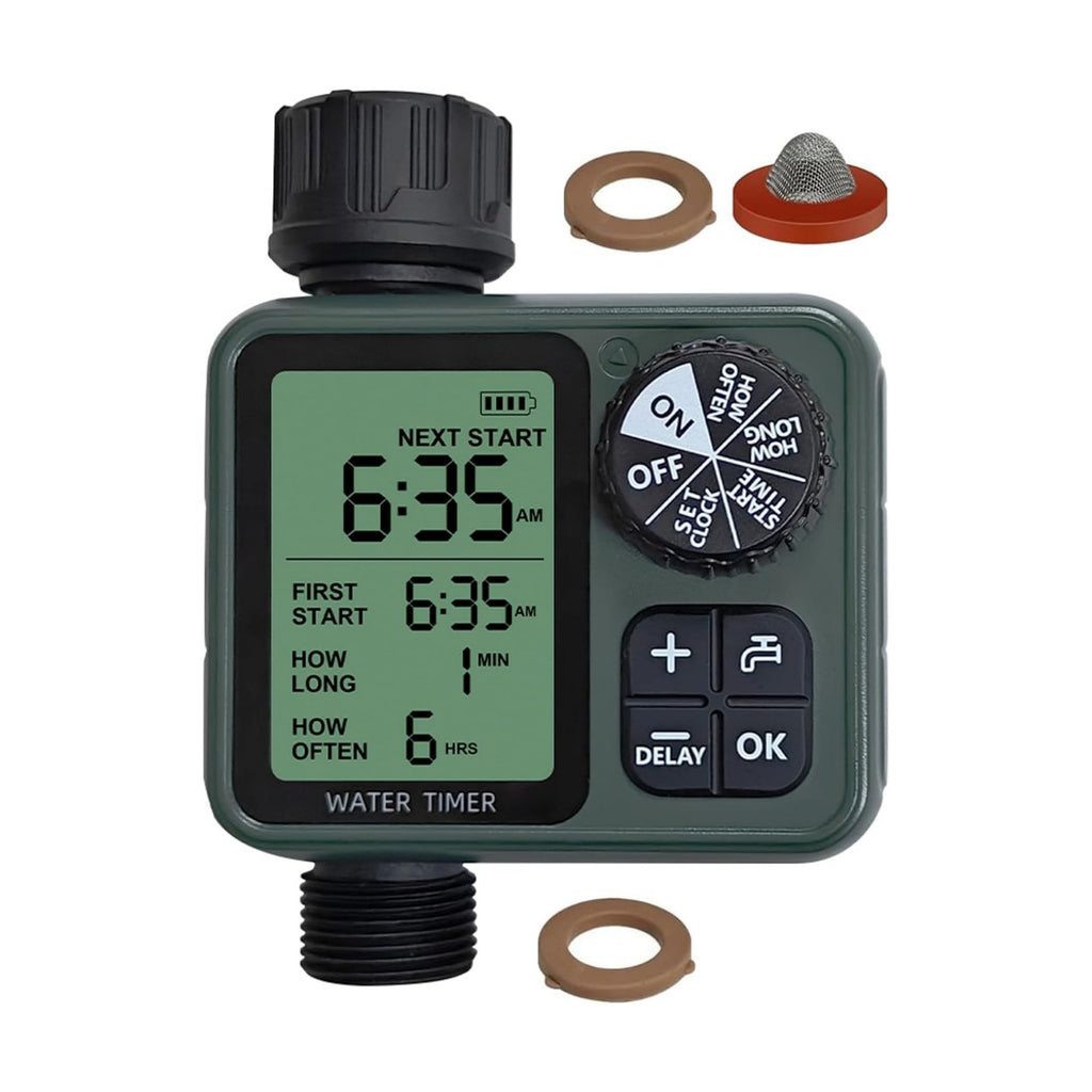 Programmable Water Timer for Garden Hose, Outdoor Sprinkler Timer with Rain Delay & Manual Mode,Inlaid Brass Connector
