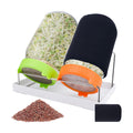 Seed Sprouting Kit with Radish 80g, 2 Large Wide Mouth Mason Jars with Sprout Lids, Blackout Sleeves, Drain Tray