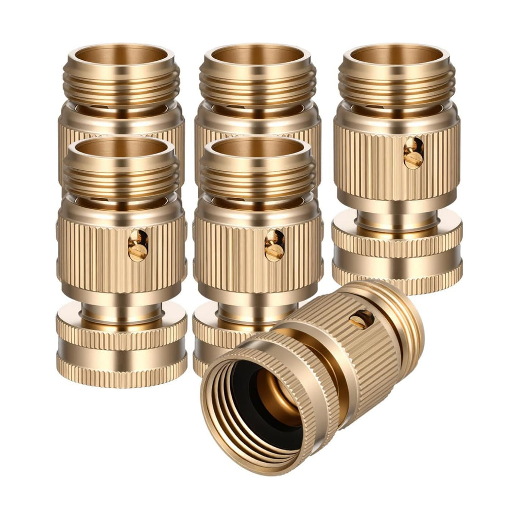 Baluue 6 Sets Garden Hose Quick Connect Fittings Brass Quick Connector Kit Male and Female Hose Adapters with Seal