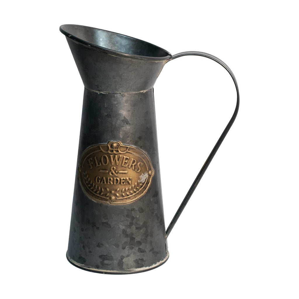 Yoillione Galvanized Metal Flower Vase, Rustic Farmhouse Jug Vase, Home and Room Decor Tall Vase Birthday Gift for Women