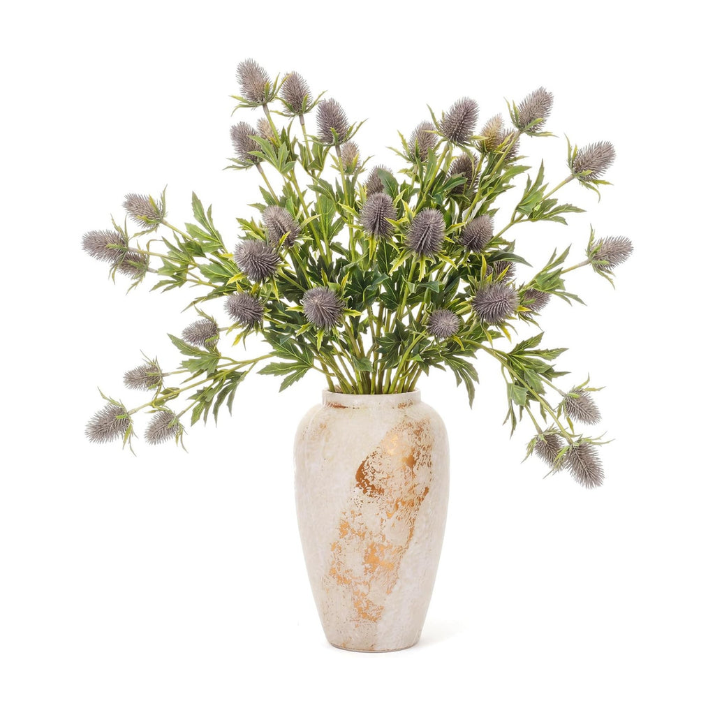 XunYee 50 Heads Artificial Thistle Flowers 5 Bundles Blue Faux Thistle Eryngium Spray with Stems 27'' Sea Holly Floral Branches for Wedding Bouquets Centerpieces Party Home Decor