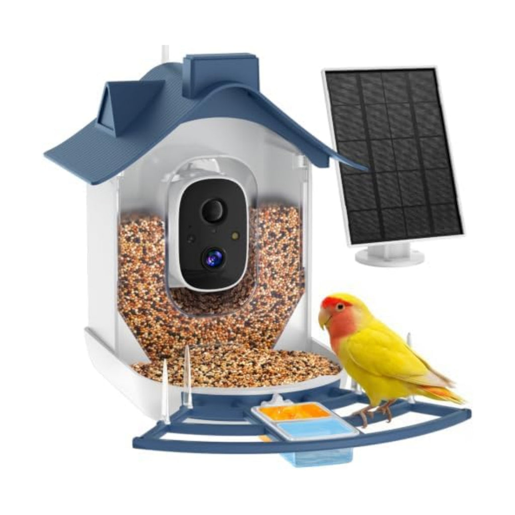 Smart Bird Feeder with Camera, AI Bird Identification, Solar Powered Wireless Outdoor Bird Watching Camera, Auto Capture Video & Instant Notifications for Bird Lovers