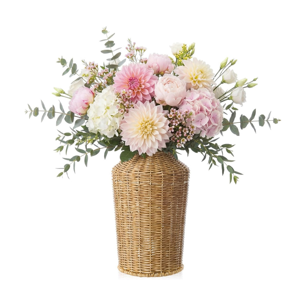 Faux Rattan Vase Wicker Vase Country Style, No Handle, 11" h