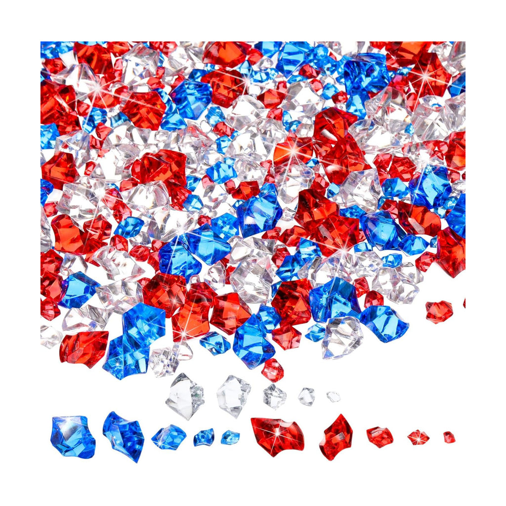 Syhood 570 Pcs Red, Blue and Clear Acrylic Gems Plastic Crystals