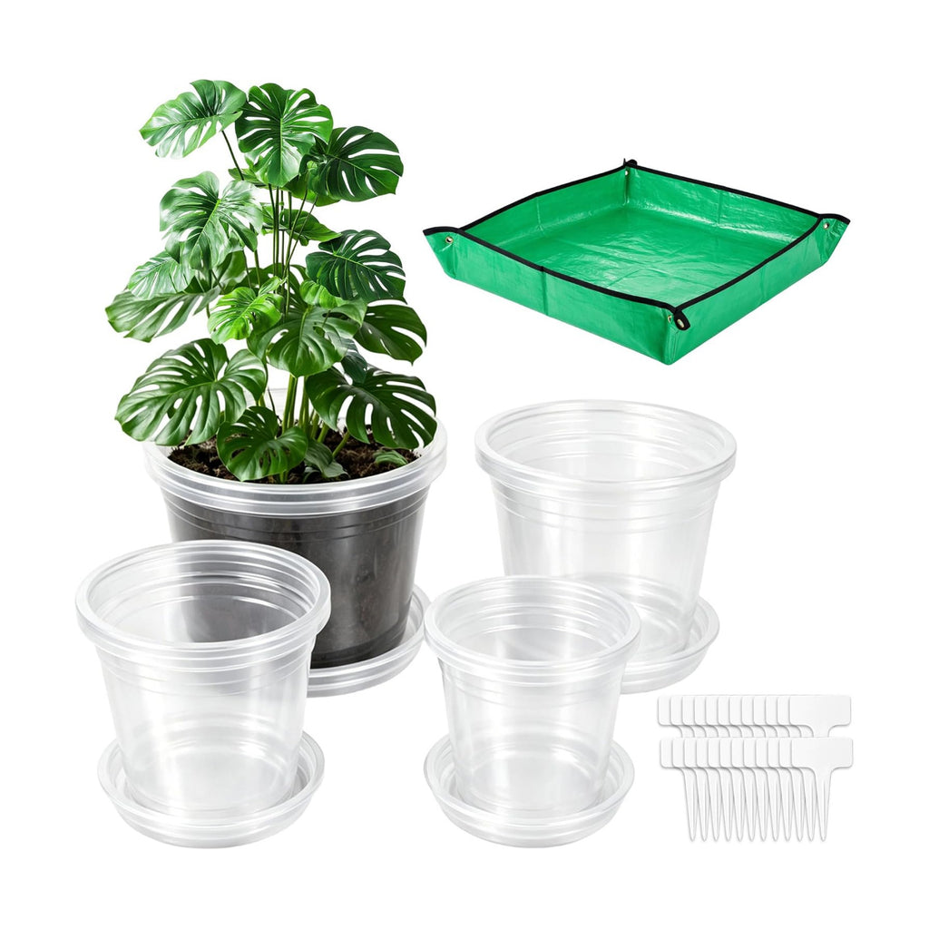 12PCS 5.75/7/8/10 in Clear Nursery Pots with Drainage Plant Pots | For Plants Seedling Flower Vegetables Orchids