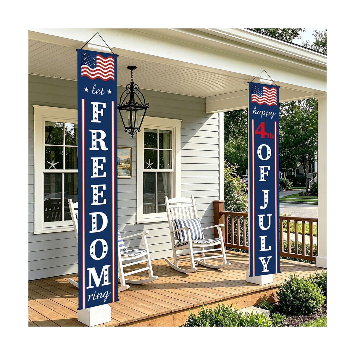 4th of July Decorations Outdoor - USA 250th Anniversary Porch Signs - 71" x 12" Patriotic July 4th Independence Day Door Banners, America 250 Years of Freedom Front Door Decorations (Freedom)