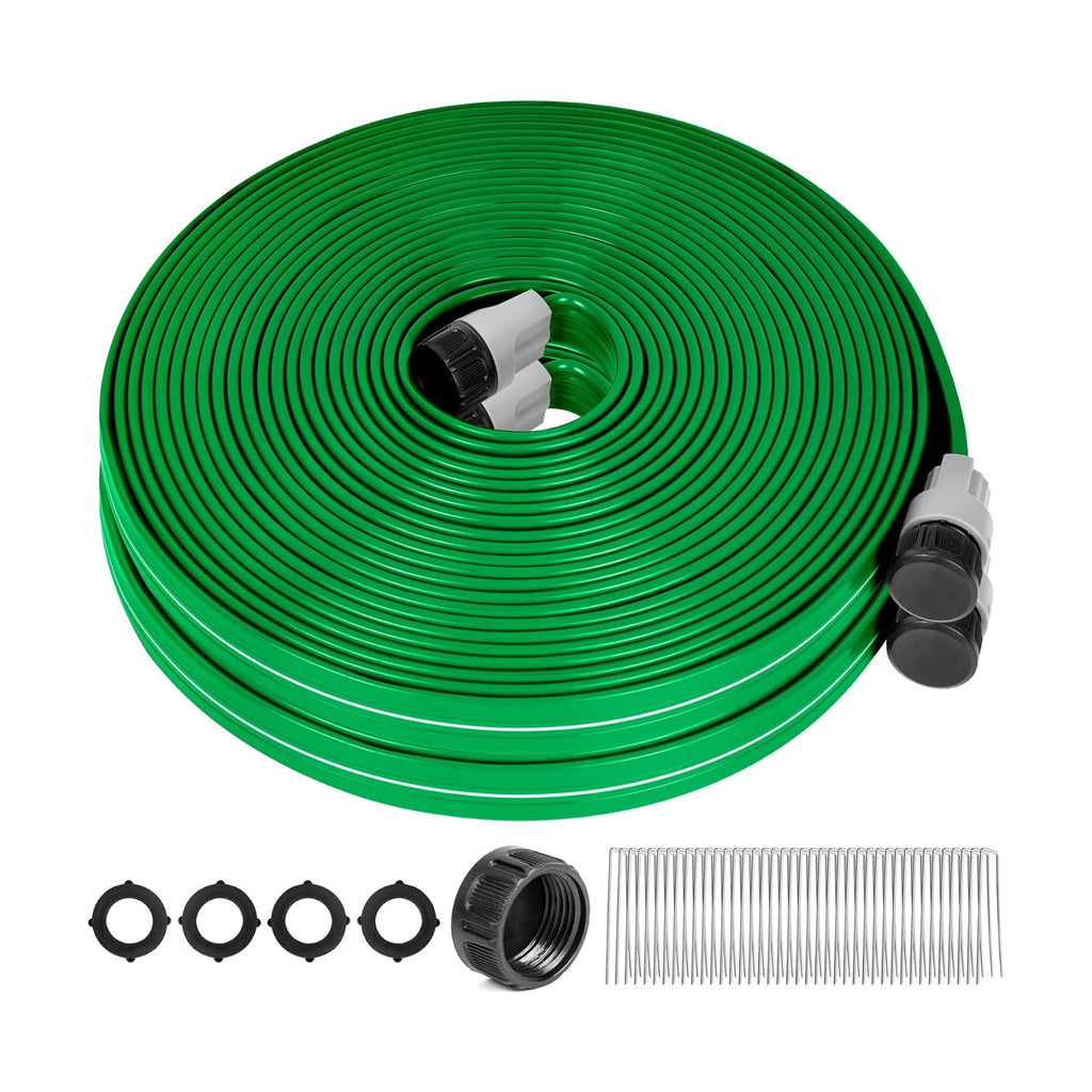 Sprinkler Hose with Holes, 100FT (50FT x 2) Heavy Duty Flat Soaker Hoses, Watering Garden Drip Irrigation Hose –