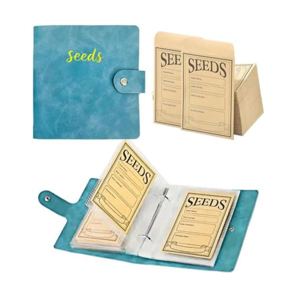 Seed Storage Organizer Binder, Seed Packet Organizer with 50 Clear Pockets