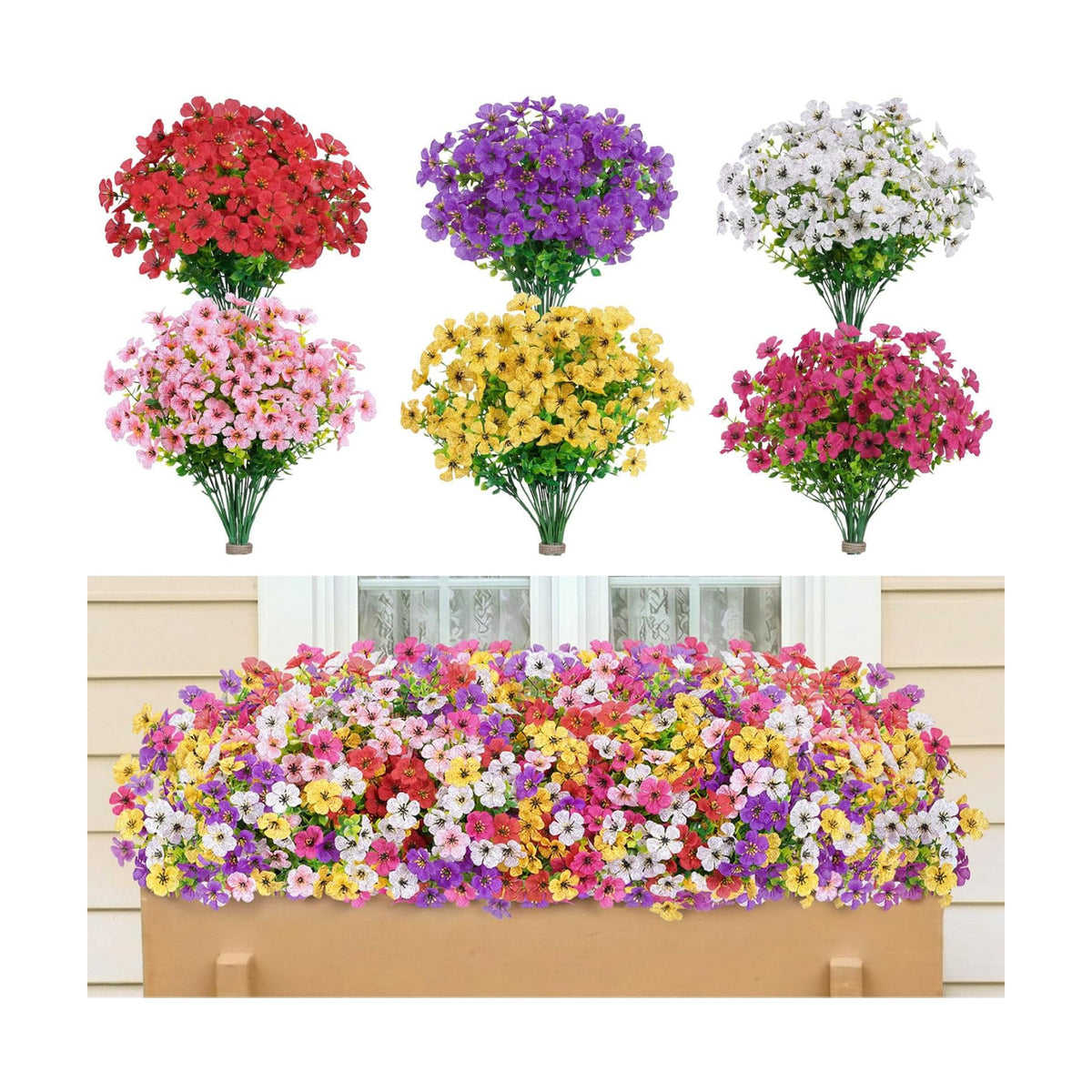 Lifewit Artificial Flowers for Outdoor, Faux Flowers for Garden Decor