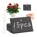 15 Pcs Slate Plant Labels with Chalk Pencils, Rectangular | Outdoor Garden Marker Label Signs, With Stakes, For Plants