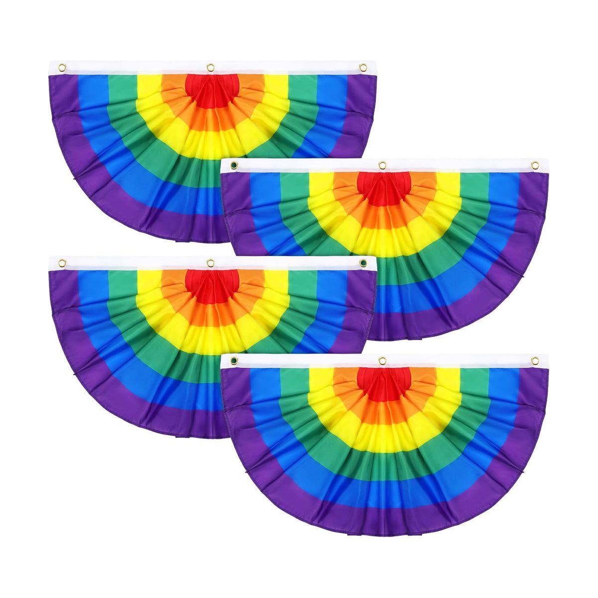 Augshy 4Pcs Rainbow Bunting Fan Flags, Pride Day Pleated Half Banner