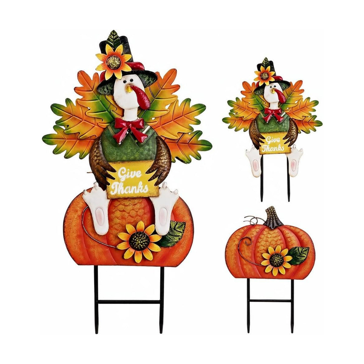 TERESA'S COLLECTIONS Fall Outdoor Decor Metal Pumpkin Garden Stake 29"