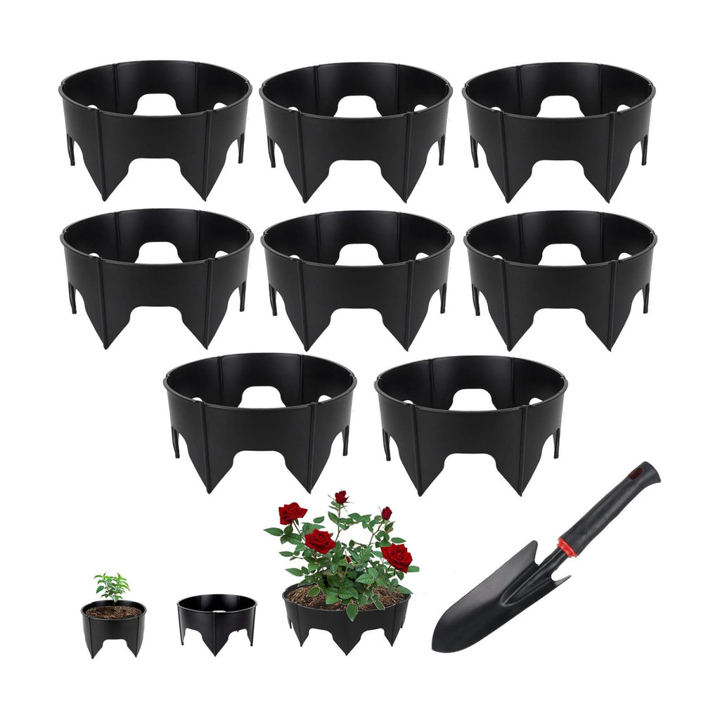 48PCS Planting Grow Rings with Shovel, Diameter Range 8.3-15.7in Adjustable Round Plant Support Garden Circle Ring for