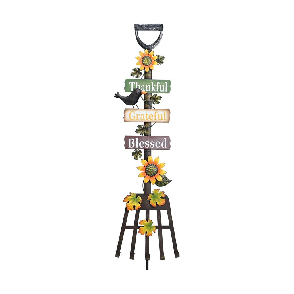 TERESA'S COLLECTIONS Fall Outdoor Decor Metal Rake Yard Stake 30"