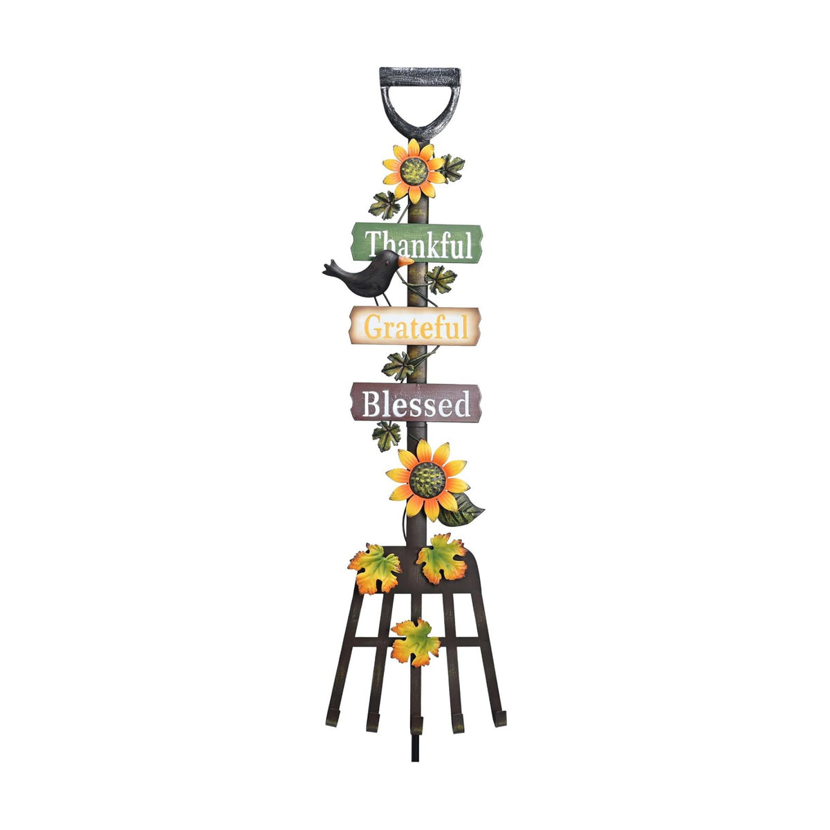 TERESA'S COLLECTIONS Fall Outdoor Decor Metal Rake Yard Stake 30"