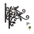 Wrought Iron Plant Hanger, Vintage Bird & Leaf Cast Iron Wall Mounted Plant Hanger, Heavy Duty Outdoor Hanging Brackets