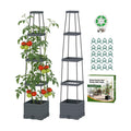 Suteck Raised Garden Bed with Trellis, 2PK Self-Watering Tomato Planter Box | Adjustable Height Steel Support Frame for