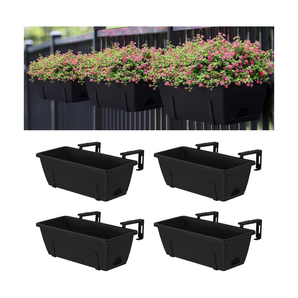 Balcony Planters Railing Hanging, Deck Railings Planter Boxes 16.9in, Railing Planter Box, Deck Planters for Railings