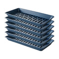 6 Pack Plastic Plant Saucer Rectangular 6 x 11 Inch, Indoor Outdoor Drip Tray for Flower Pot, Windowsill, Black