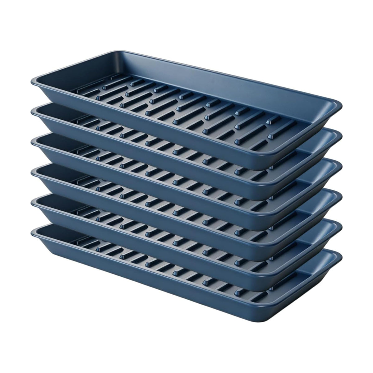 6 Pack Plastic Plant Saucer Rectangular 6 x 11 Inch, Indoor Outdoor Drip Tray for Flower Pot, Windowsill, Black