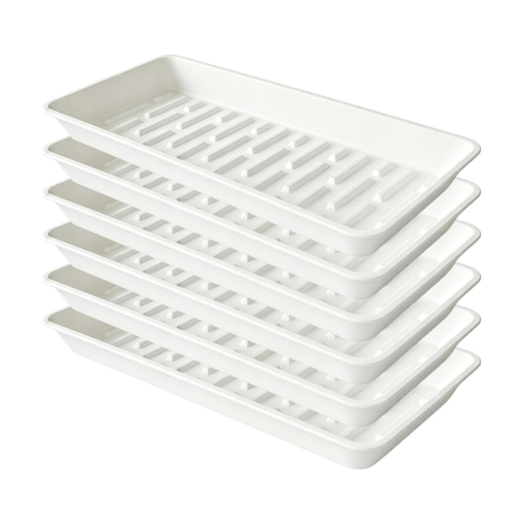 6 Pack Plastic Plant Saucer Rectangular 6 x 11 Inch, Indoor Outdoor Drip Tray for Flower Pot, Windowsill, White