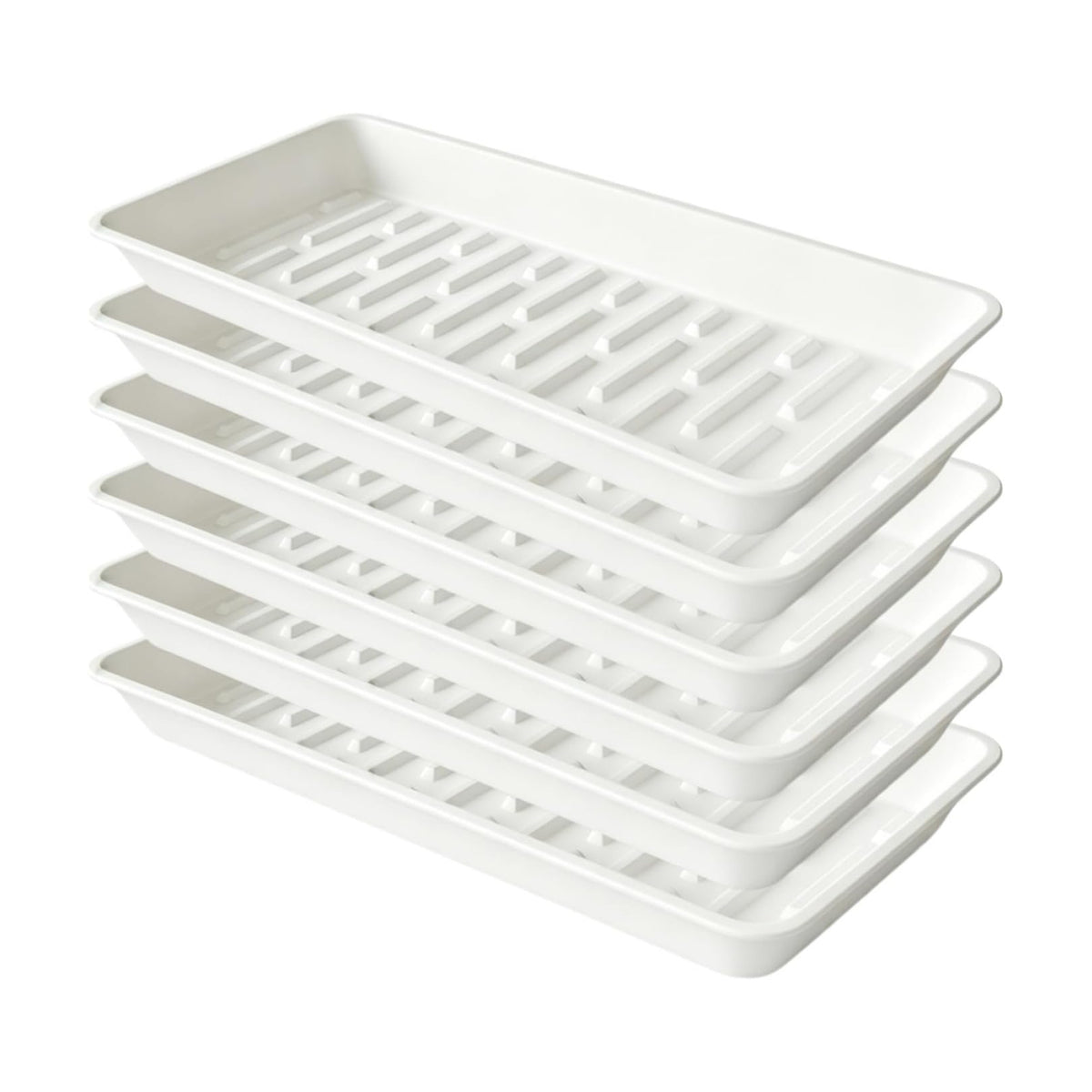 6 Pack Plastic Plant Saucer Rectangular 6 x 11 Inch, Indoor Outdoor Drip Tray for Flower Pot, Windowsill, White