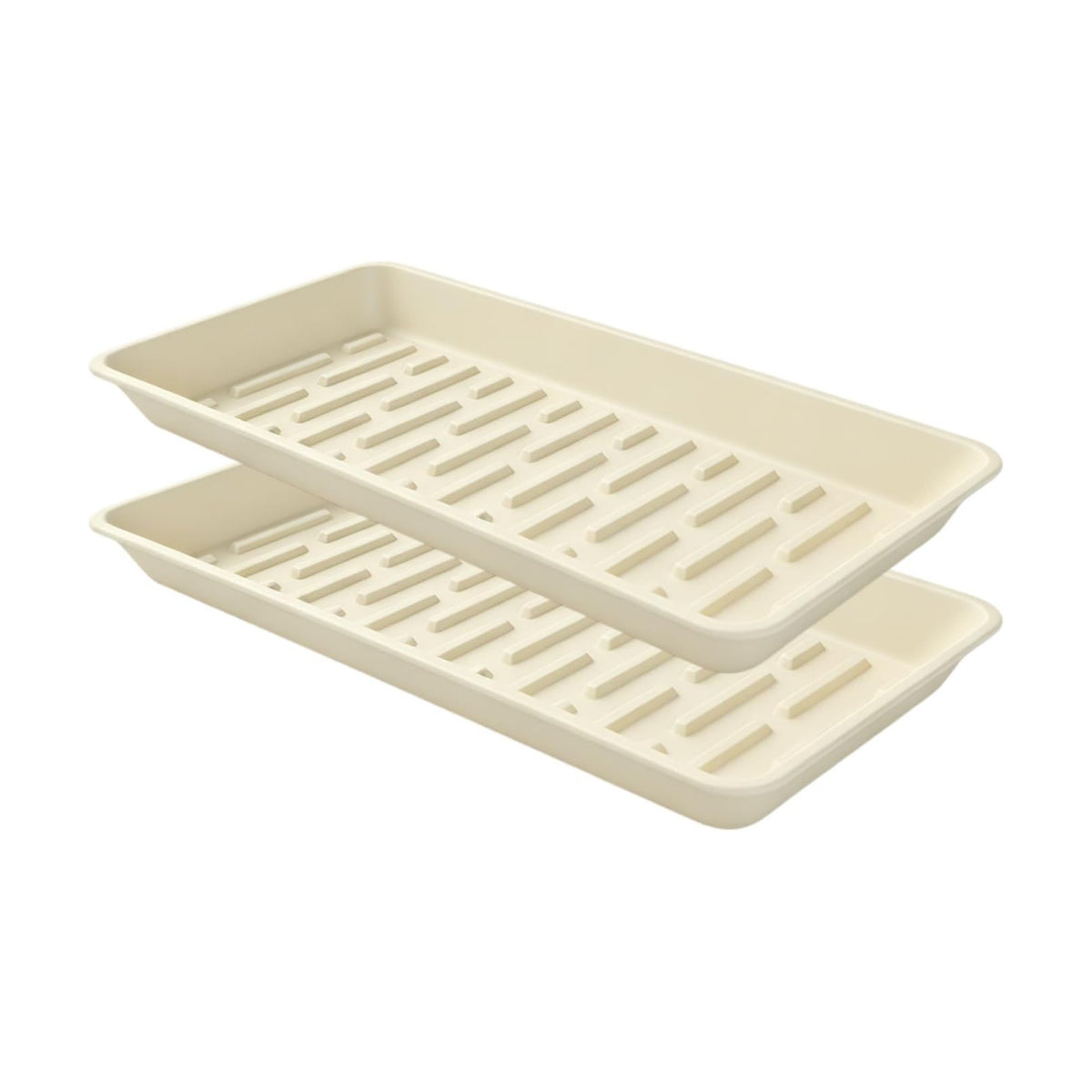 2 Pack Plastic Plant Tray Saucer Rectangular 20 21 Inch, Planter Trays Saucers Indoor Outdoor, Water Drip Tray for Flower Pot, Windowsill, 8.5 x 20.6 Inches, Beige
