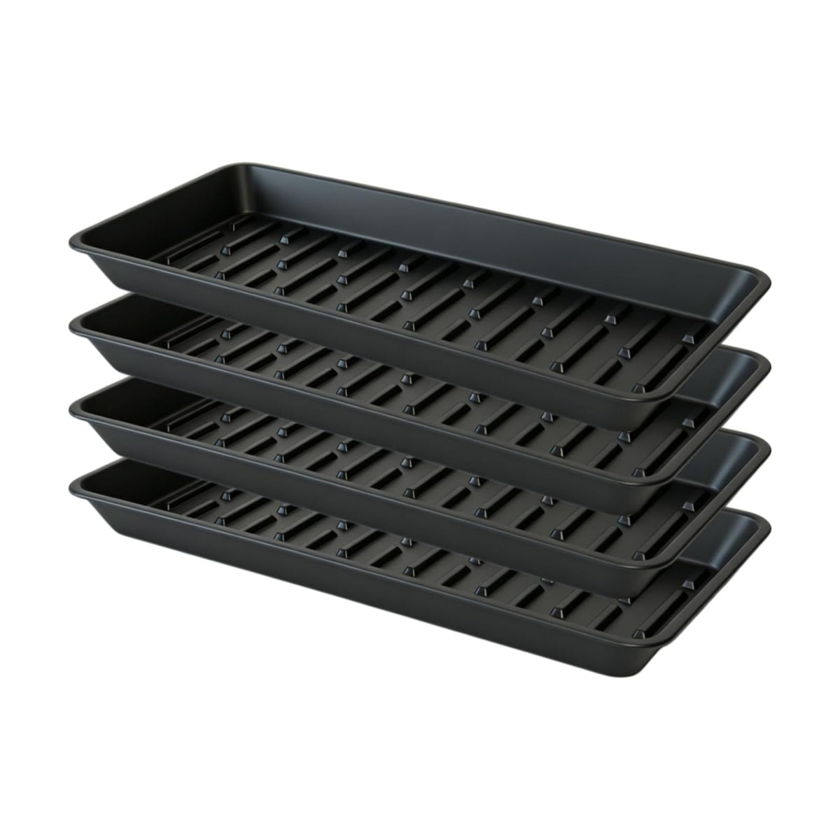 6 Pack Plastic Plant Trays Rectangular 14 Inch, Indoor Outdoor Plant Saucers with Drip Protection, Windowsill Planter Tray, 7 x 14.5 Inches, Black