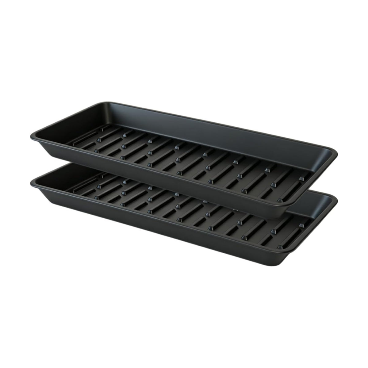 2 Pack Plastic Plant Tray Saucer Rectangular 17 18 Inch, Planter Trays Saucers for Indoor Outdoor, Plant Water Drip Trays, Windowsill, 7.7 x 17.5 Inches, Black