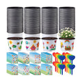 100 Sets Garden Pot Craft Kit, Flower Plant Craft,White,Rustic | Including Plastic Nursery Plant Pots Labels Tags