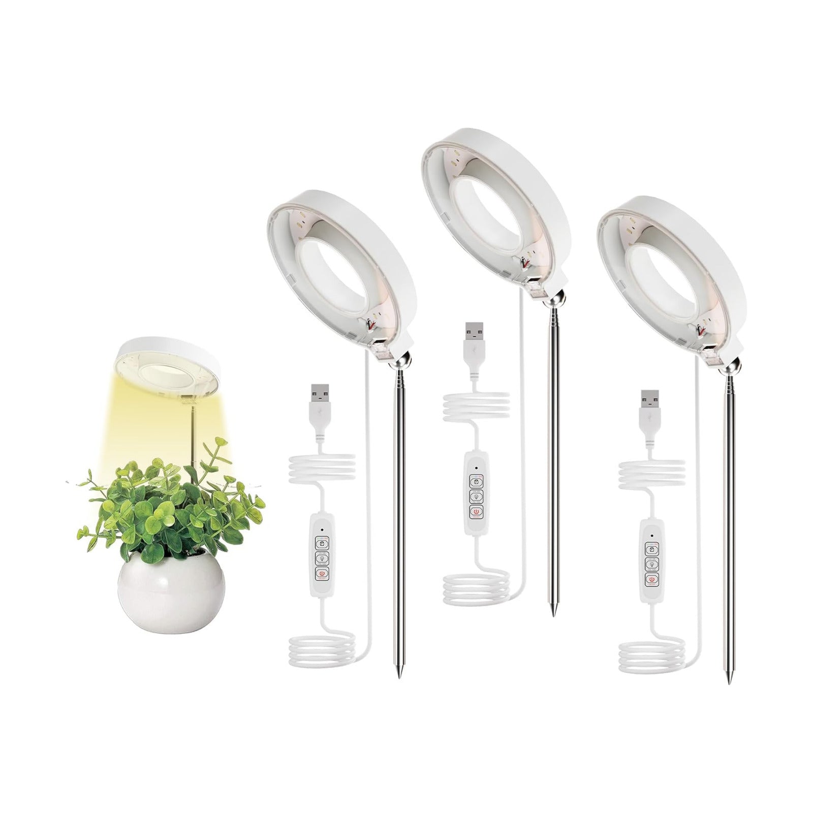 Tuaaryii Grow Lights for Indoor Plants - Plant Grow Lights Indoor, with 3/6/9 Auto On/Off Timer and 4-Level Brightness