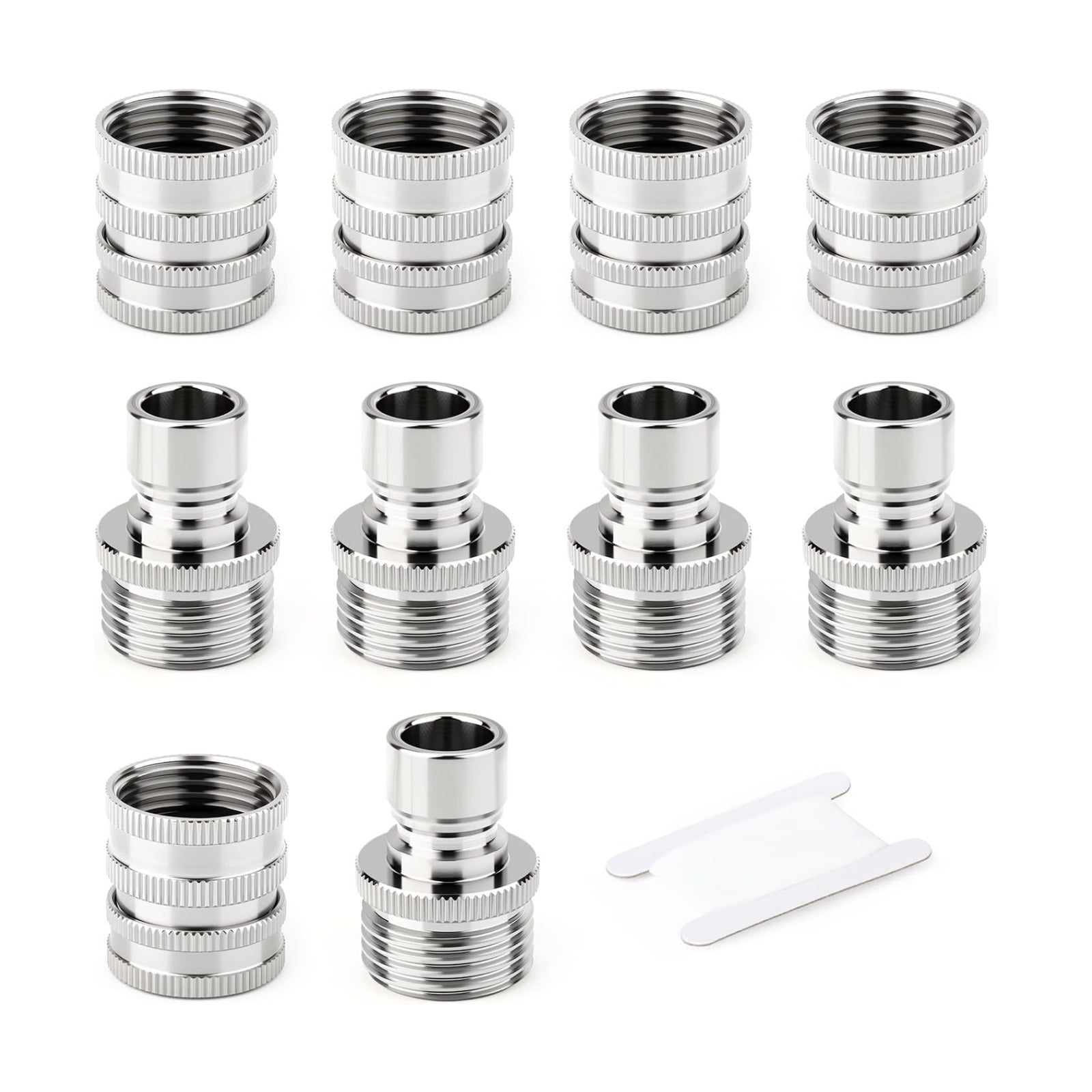 GASHER 5PCS Stainless Steel Quick Connect Kit, 3/4 Inch GHT Female Coupling for Garden Hose, Irrigation