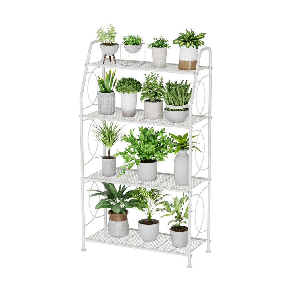 VyGrow Plant Stand, 4 Tier Plant Shelf for Indoor Outdoor, Heavy Duty Metal Tall Plant Stands Holder Rack for Living