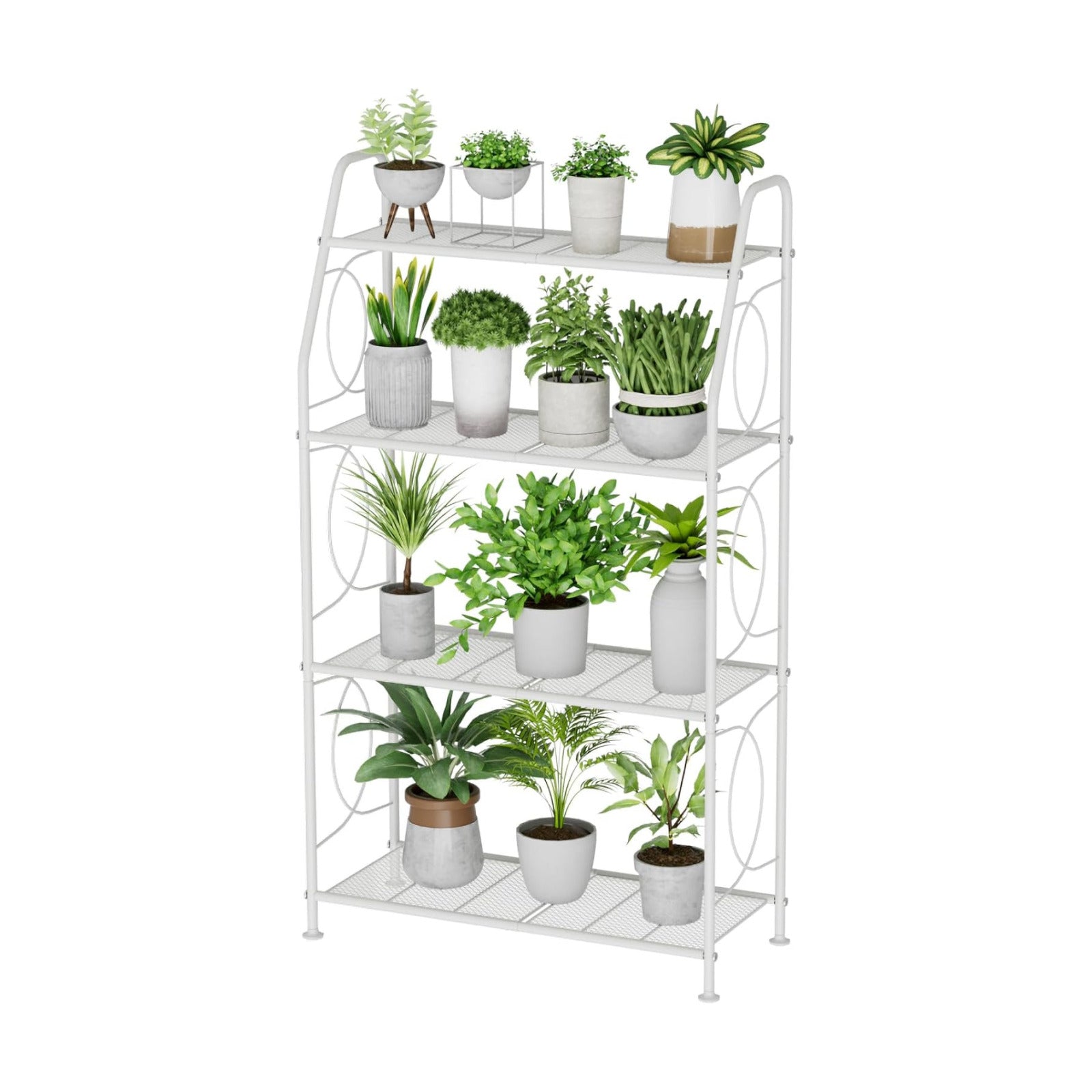 VyGrow Plant Stand, 4 Tier Plant Shelf for Indoor Outdoor, Heavy Duty Metal Tall Plant Stands Holder Rack for Living