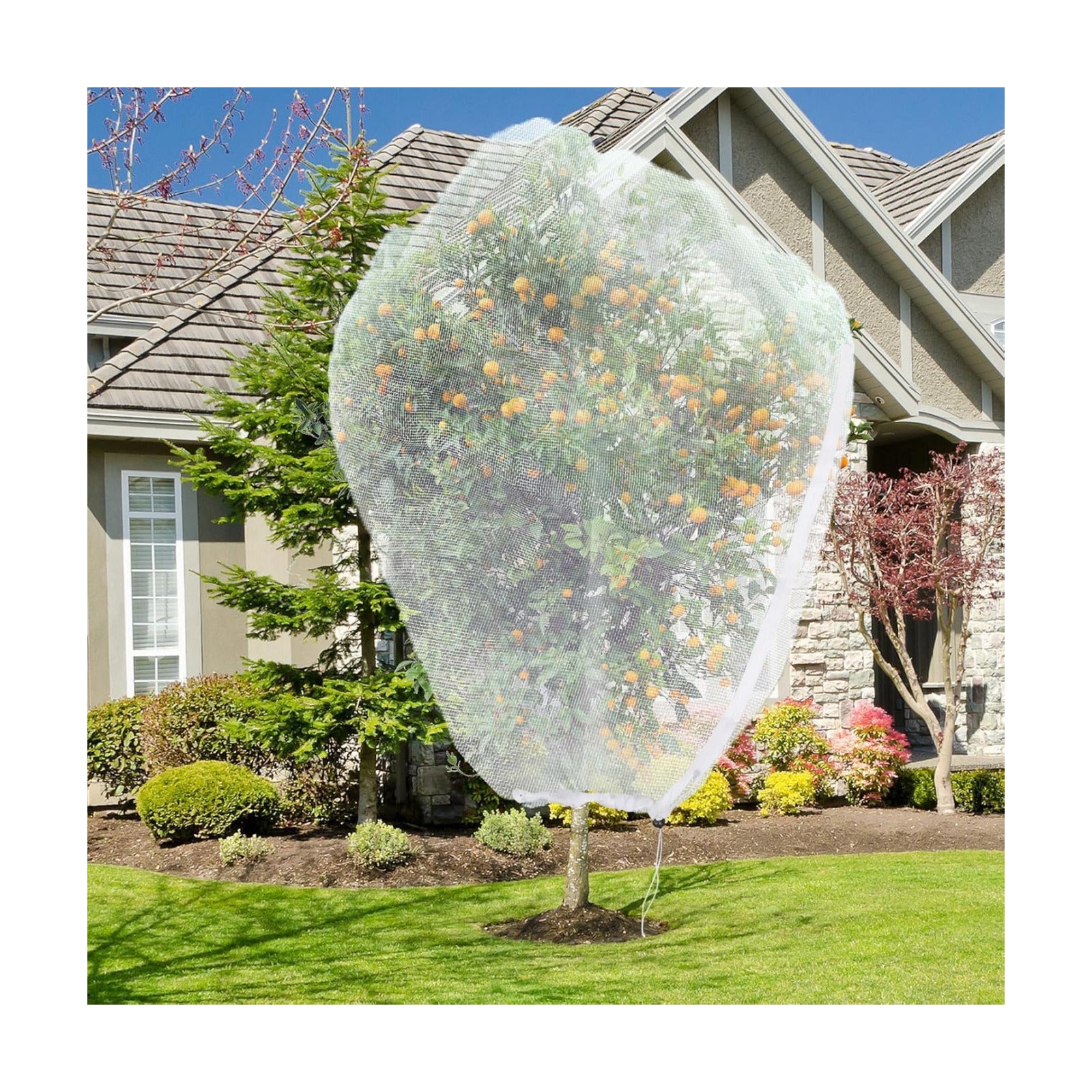 Large Fruit Tree Netting, 12X12FT Insect Garden Net, Zipper, Drawstring | Tree Net, Bird Netting, Garden Protection