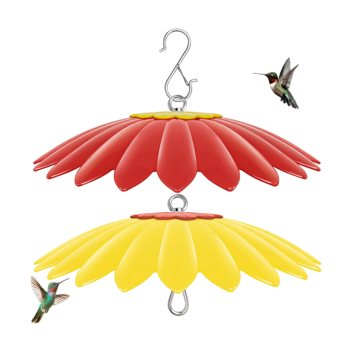 10.5 inch Bird Feeder Rain Guard,Hummingbird Feeder Shade Dome Cover,Umbrella Cover for Bird House for Outdoor,Squirrel Baffle,2 Pack(Red,Yellow)
