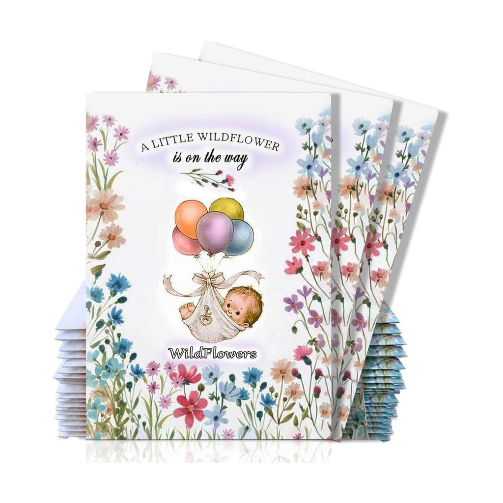 25 Wildflower Seed Packets - Baby Shower Favors for Guests - Gender Reveal Party Supplies - Wild Flower Seeds Throw and