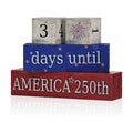 Smile Patriotic 250th Anniversary Countdown Calendar - Wooden Blocks Decor with Days Until Sign, 4th of July & Memorial Day Tiered Tray Decor, American Holiday Home Decor