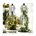 2-Pack Metal Garden Obelisk Trellis, 28" Geometric Sphere Plant Support | Tool-free assembly; fits 9–12in planters