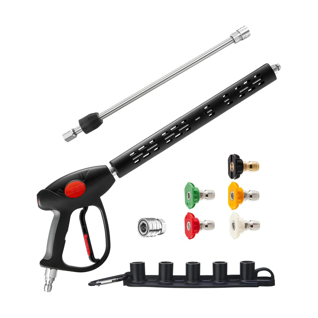 M MINGLE Swivel Pressure Washer Gun with Extension Wand, 3/8" Quick Connect | 4000 PSI High Pressure Spray Gun with 5