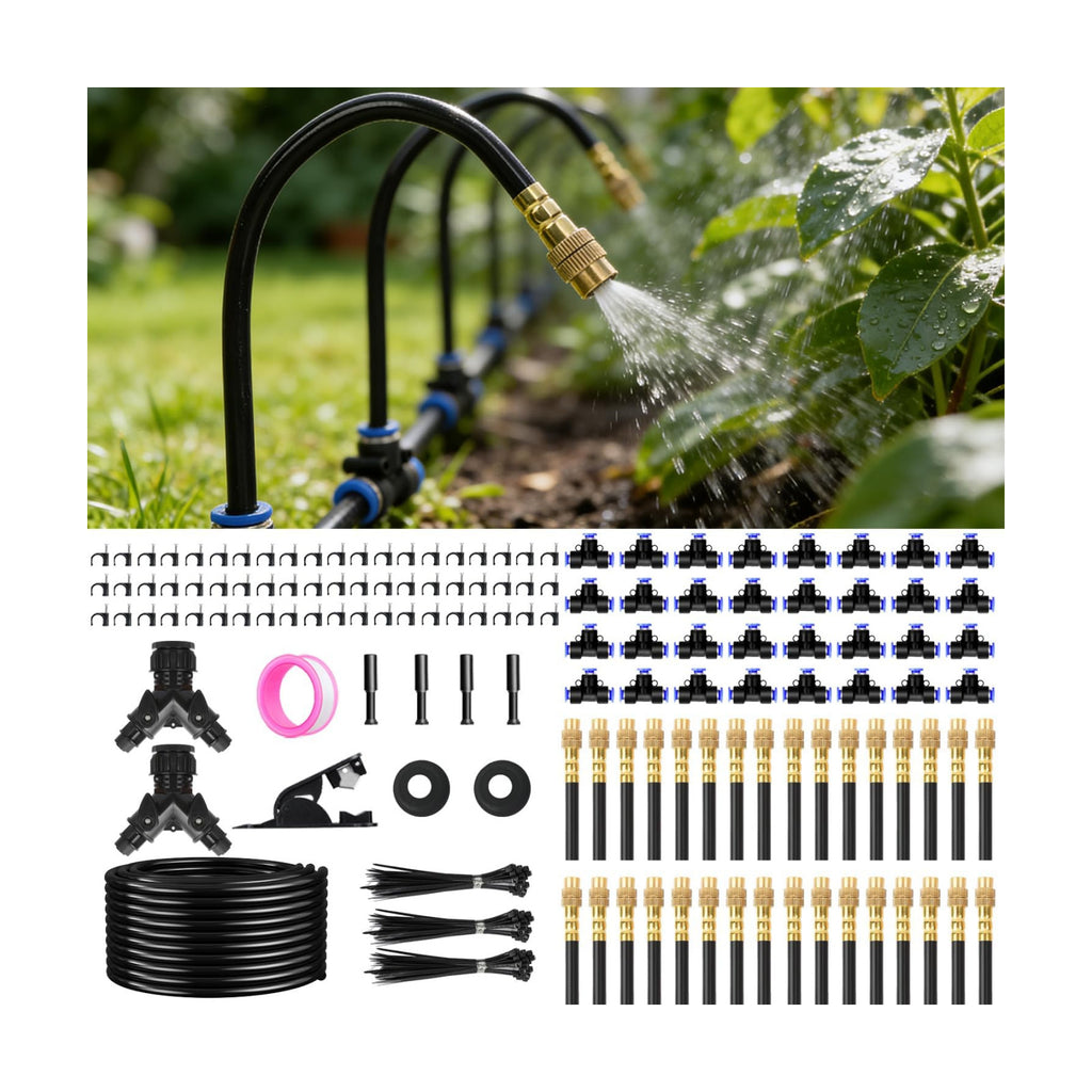 200FT Drip Irrigation System, 2026 Upgrade Garden Watering Kit with 32pcs 360° Adjustable Copper Nozzles, High-Flow DIY
