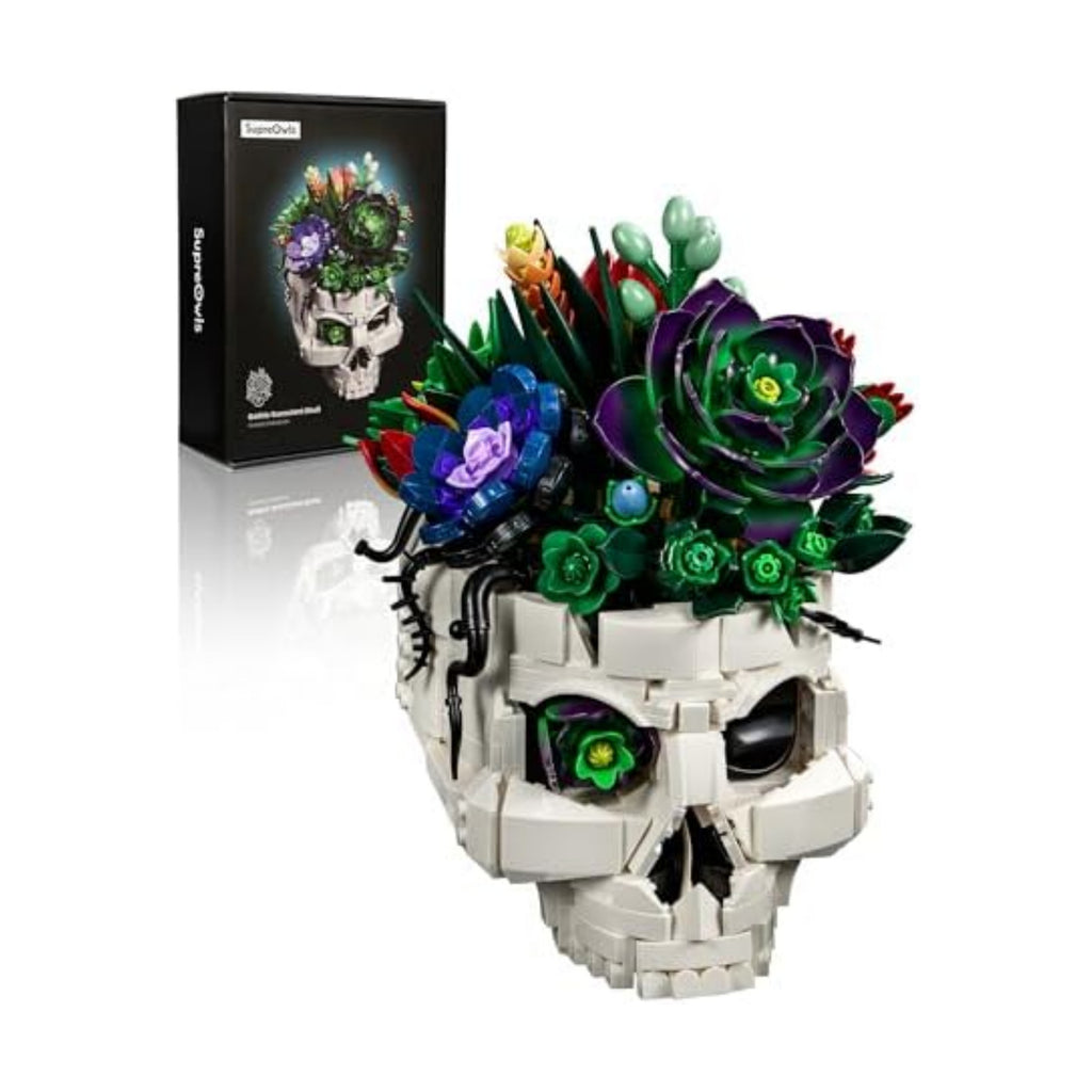 Succulent Skull Planter Flower Building Set Gothic Botanical Gift