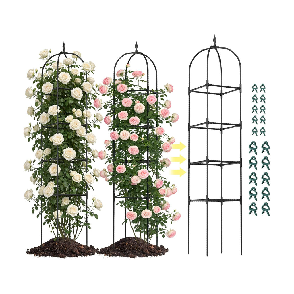 2 Pack 70.87" Garden Obelisk Trellis for Climbing Plants, Pyramid Design for Roses, Clematis, Jasmine, and Vegetable